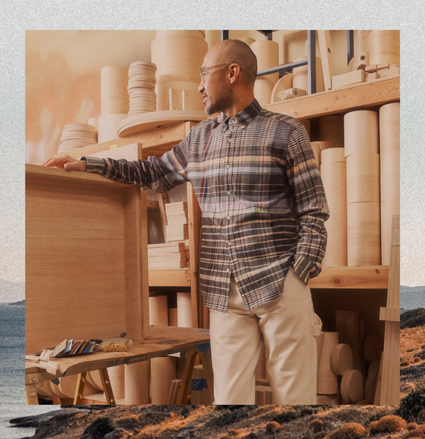 image of a multi colored plaid long sleeve button down shirt from J.Crew