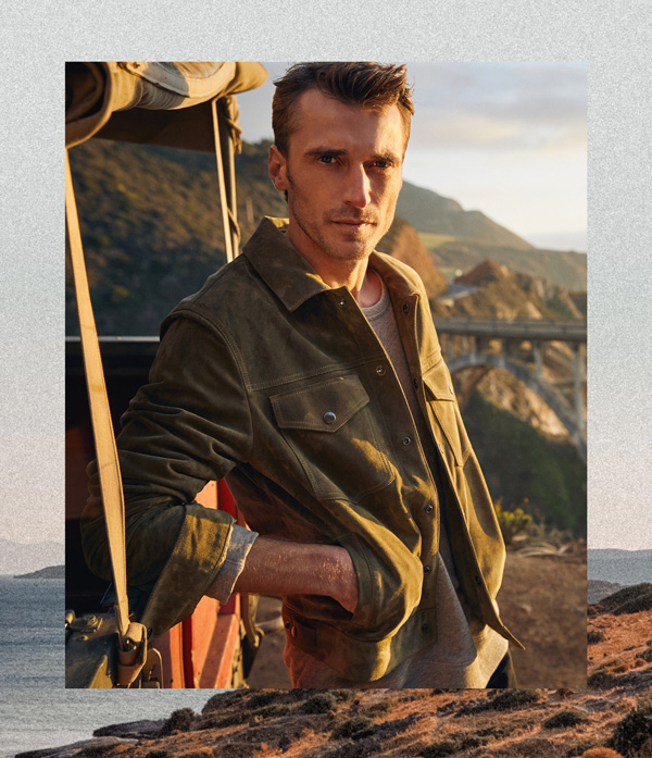 Todd Snyder leather suede trucker jacket