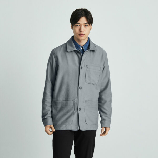 image of a grey flannel chore jacket