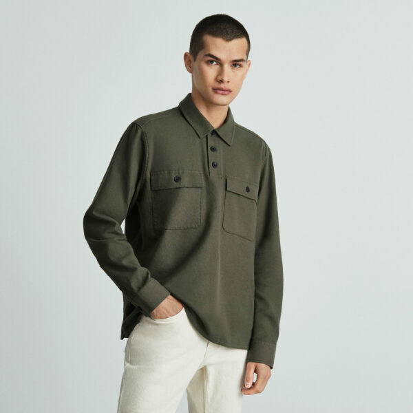 image of a dark green flannel shirt