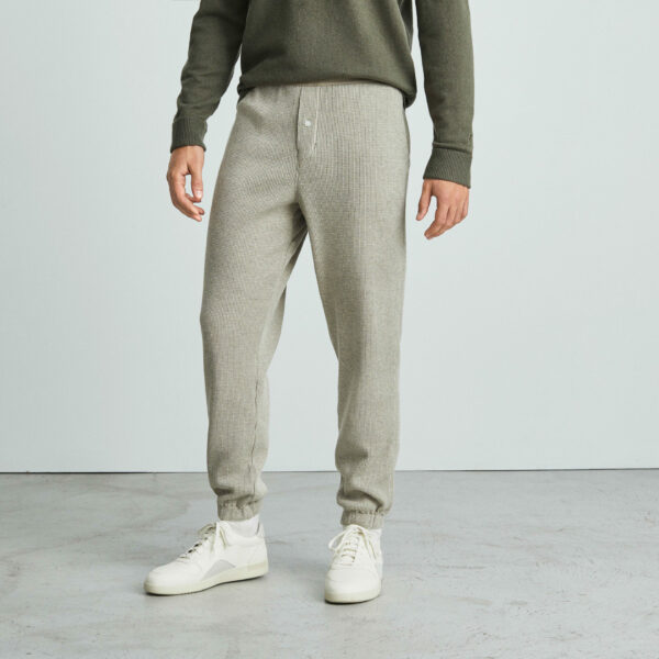 image of beige waffle jogger pants