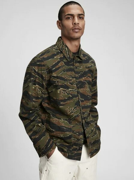 image of a camo print chore jacket
