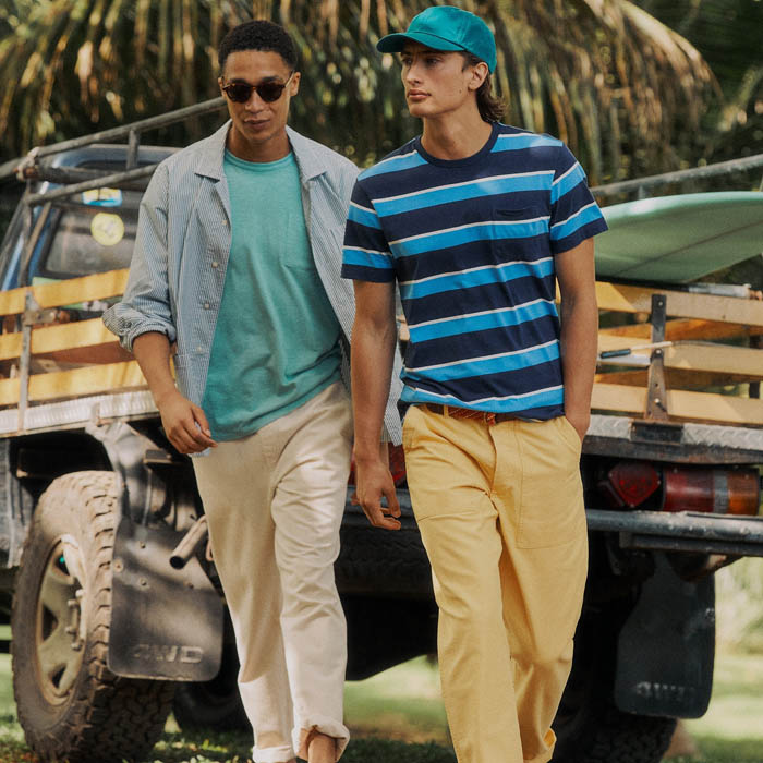 men wearing J.Crew drawstring chinos