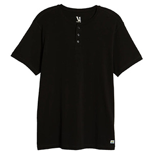 image of a black short sleeve henley shirt