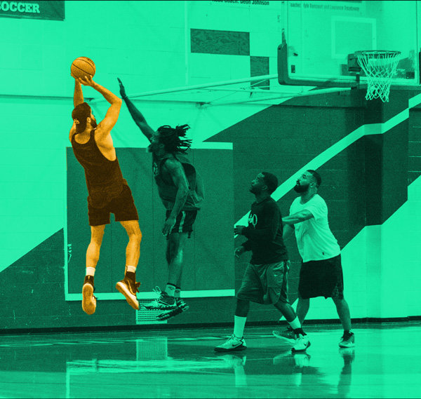 men playing basketball