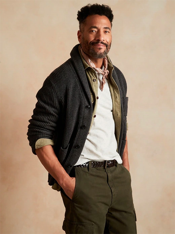 shawl collar cardigan