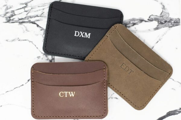 image of three leather card case holders