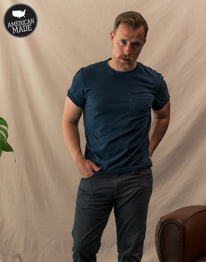 string king pima cotton navy t-shirt