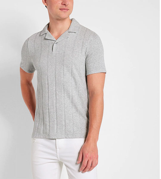grey knit polo