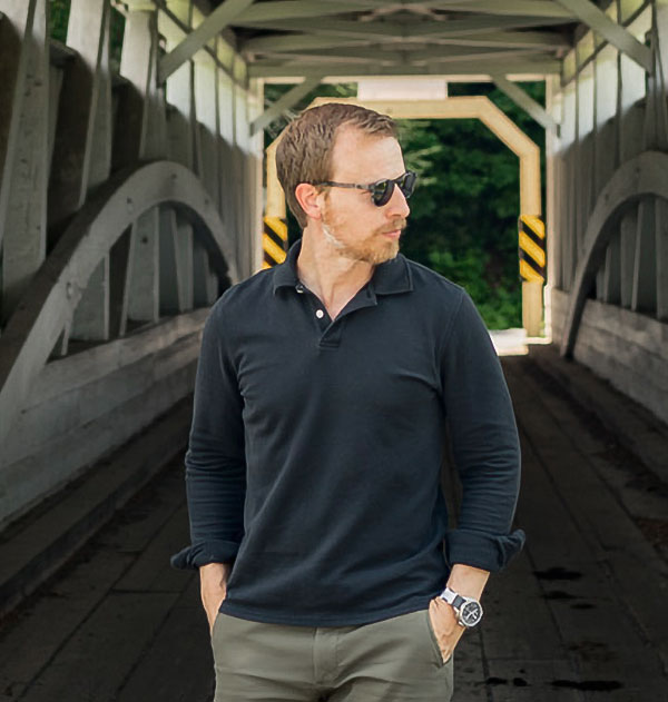 black long sleeve polo