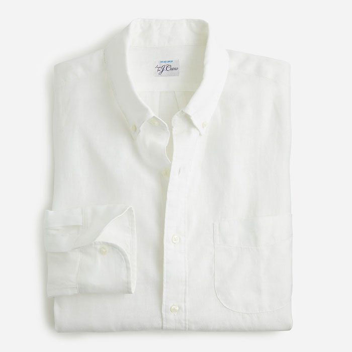 Long sleeve white linens hirt