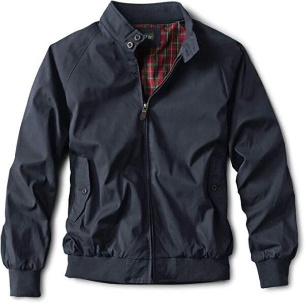 image of a navy blue zip front jacket