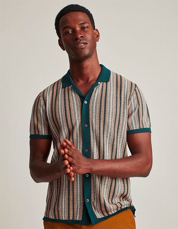 button up striped polo