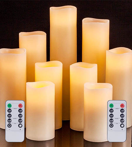image of set of nine battery operated candles