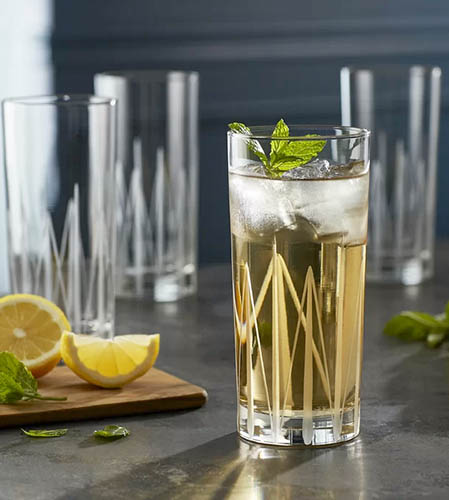 image of a set of four tall drinking glasses