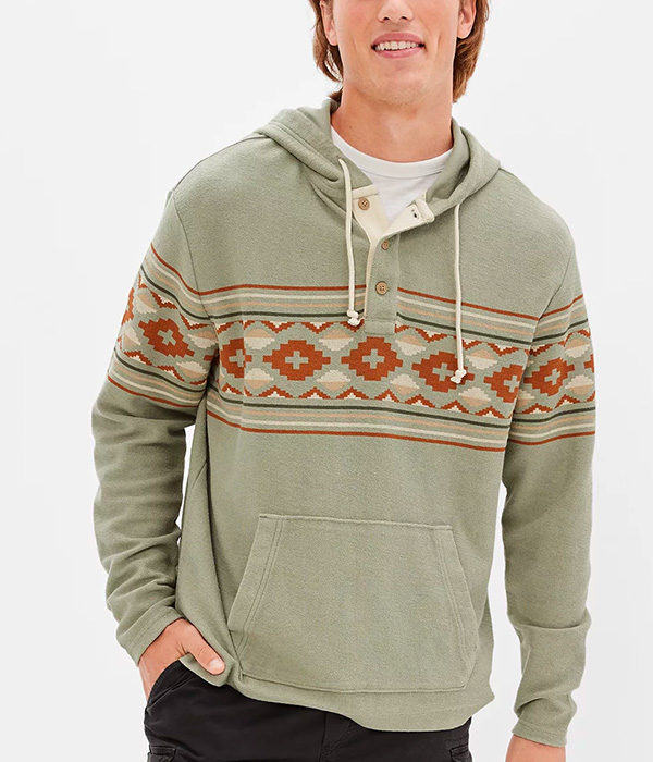 image of a print long sleeve hoodie shirt