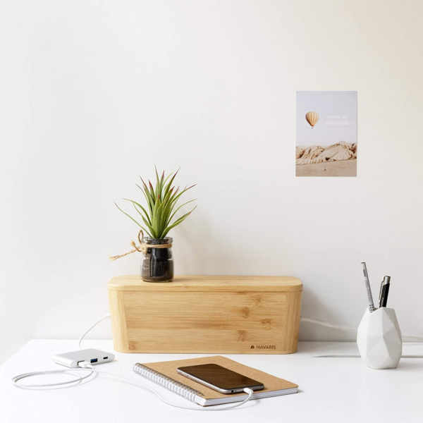 image of a bamboo box cord organizer