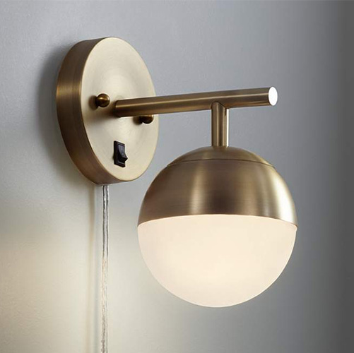 antique brass globe wall lamp