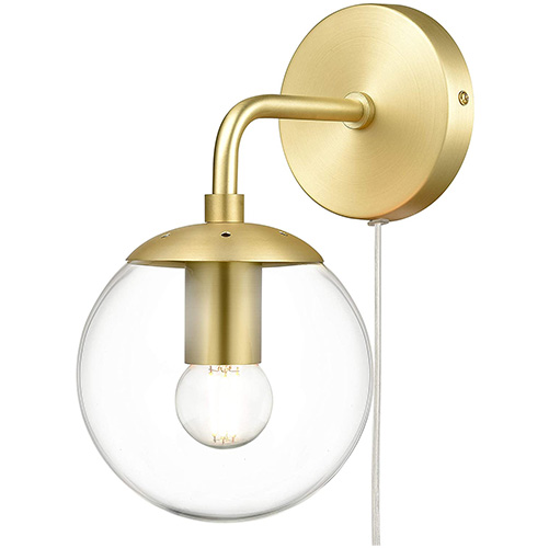 brushed brass and clear glass lighting fixture