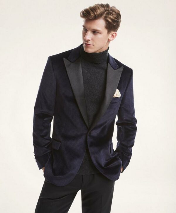 image of a man wearing a velour tuxedo jacket