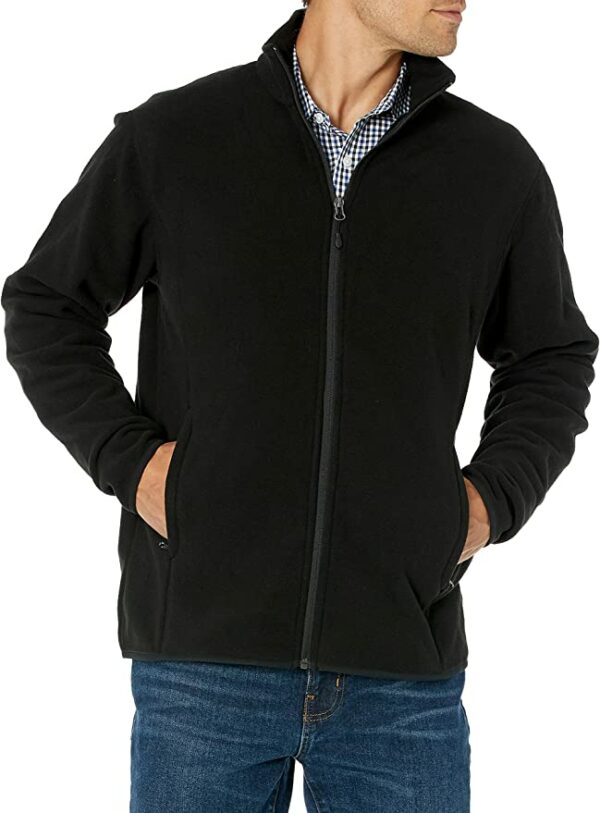 black full zip front polar fleece jacket