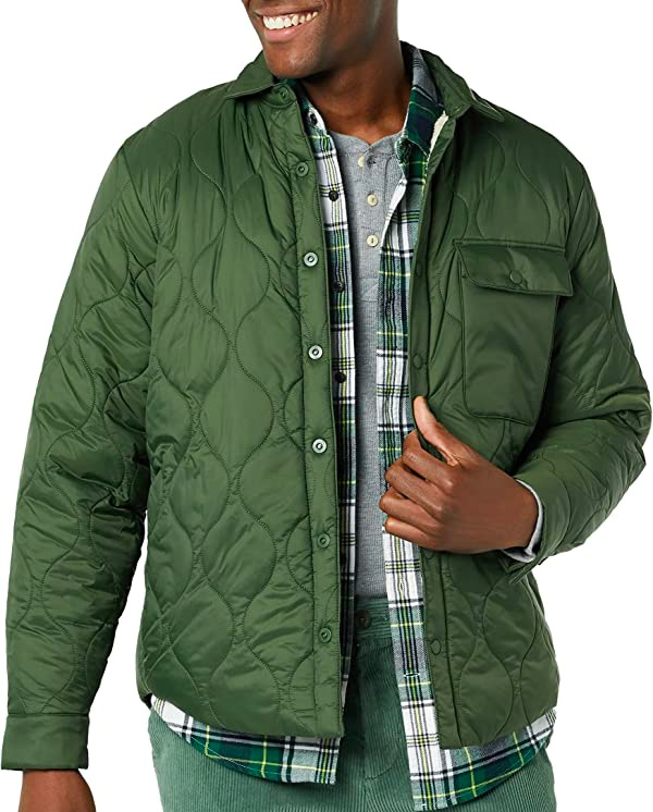 green quilted jacket