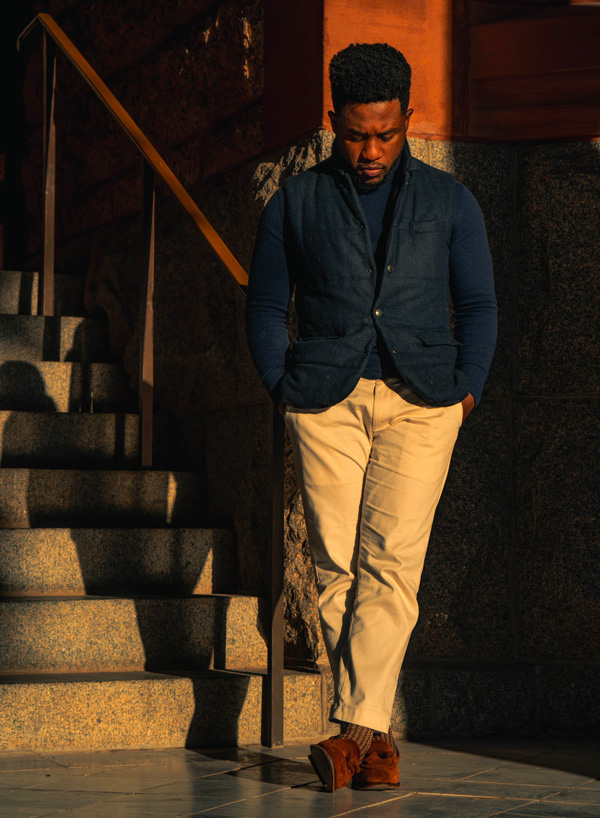 Man wearing J.Crew 484 chinos