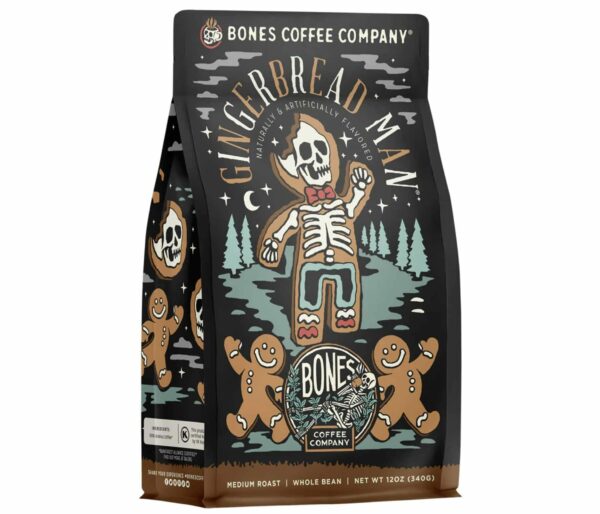 a bag of gingerbread man coffee