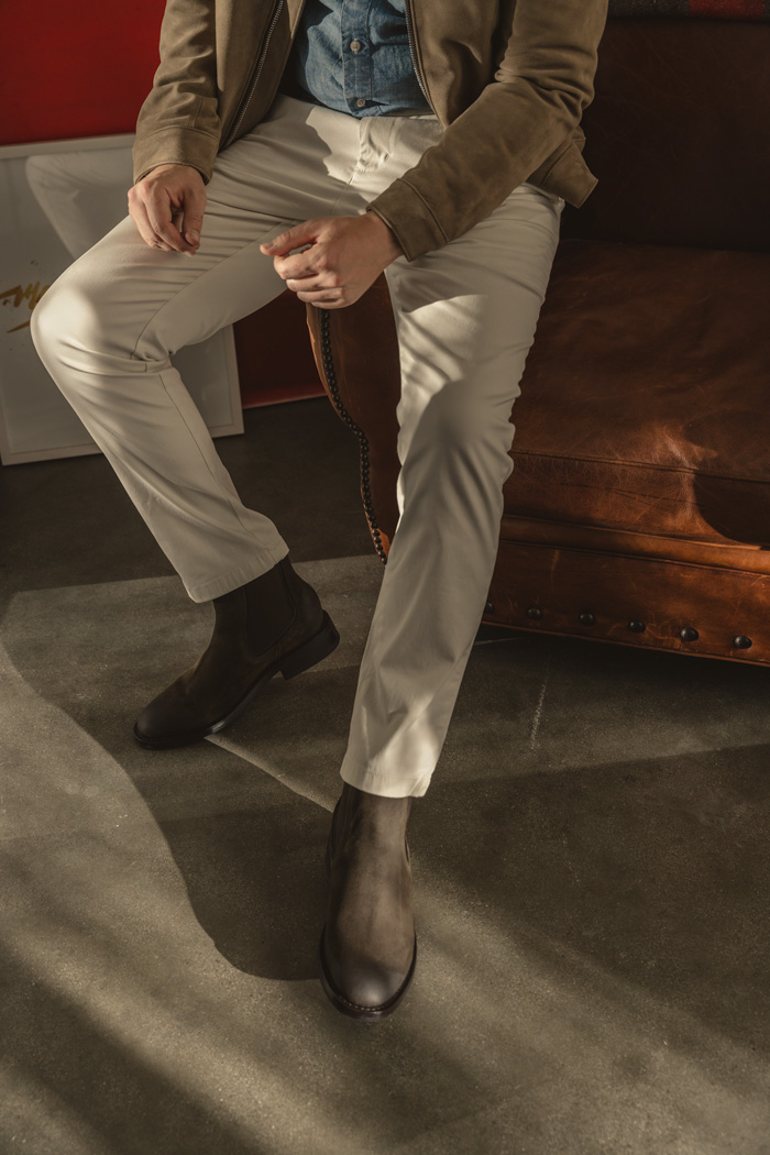 olive suede chelsea boots