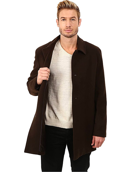 Cole-Haan-Men's-Cashmere-Blend-Single-Breasted-Classic-Coat-With-Shirt-Collar a man wearing a cashmere blend coat
