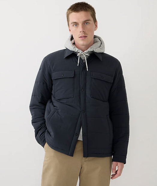 man wearing blue shirt jacket