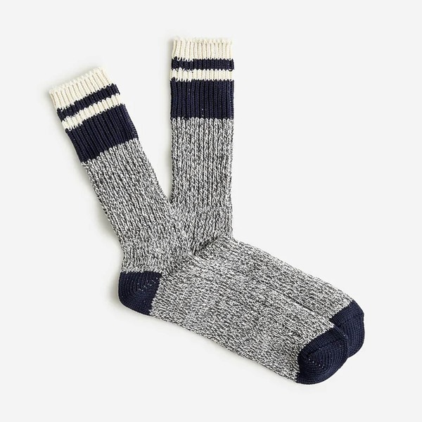 a pair of multi colored marled socks