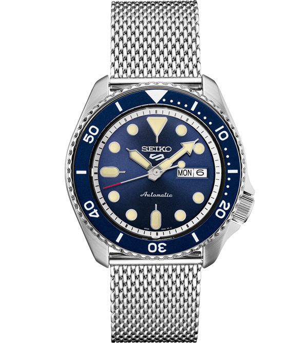 a blue and silver watch