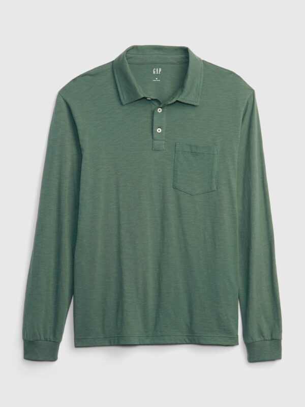 a long sleeve slub polo shirt