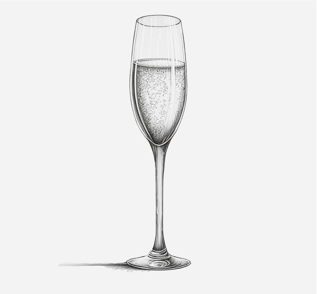 champagne flute illustration, also known as a sparkling wine glass