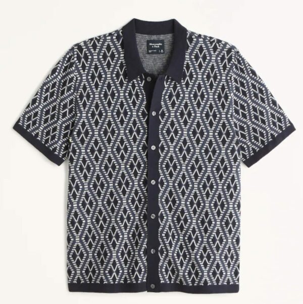 a short sleeve retro print sweater polo shirt
