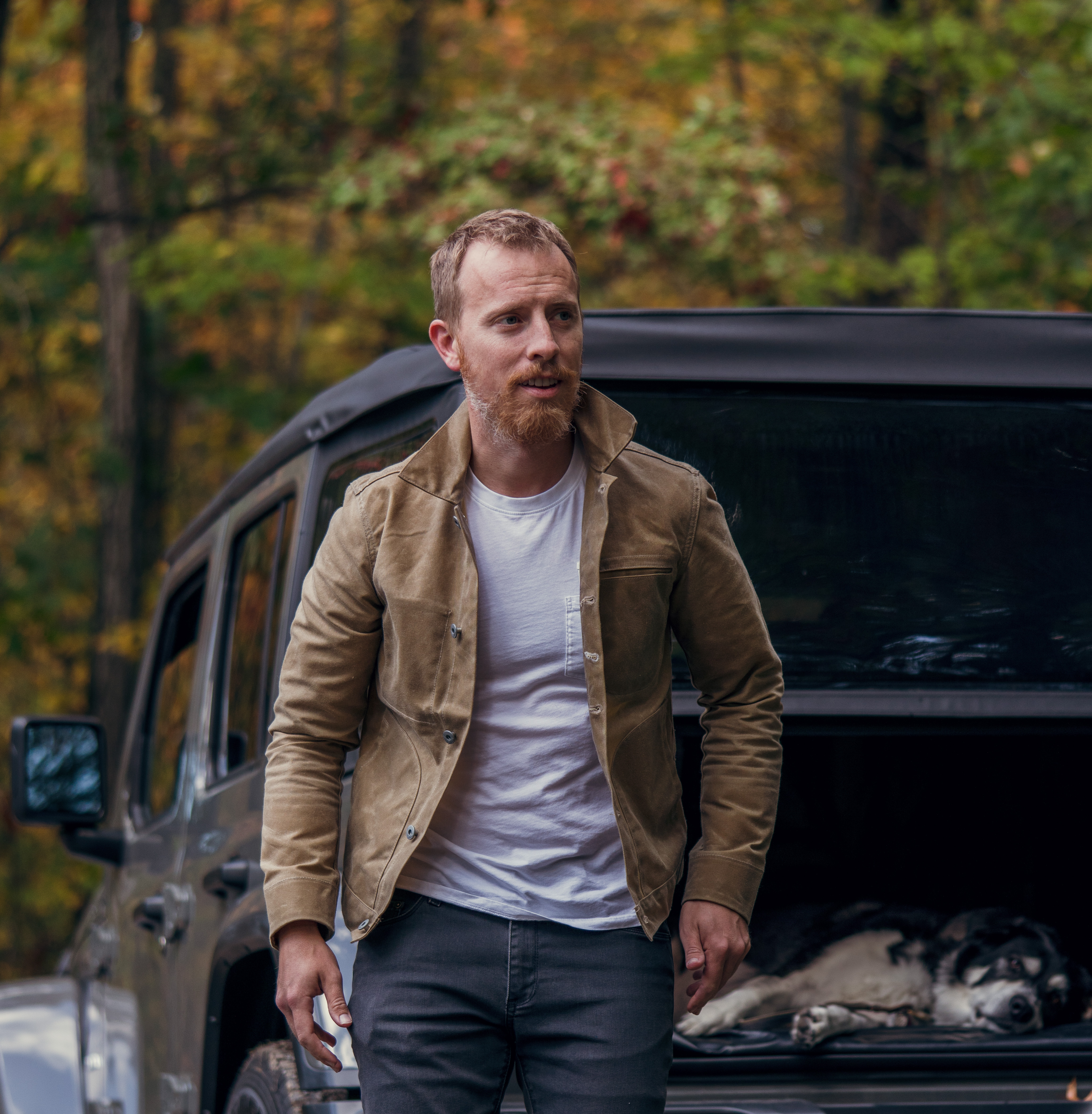 rogue territory ridgeline supply jacket outfit with white t-shirt