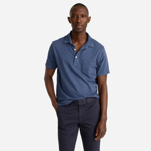 a man wearing a short sleeve slub polo shirt