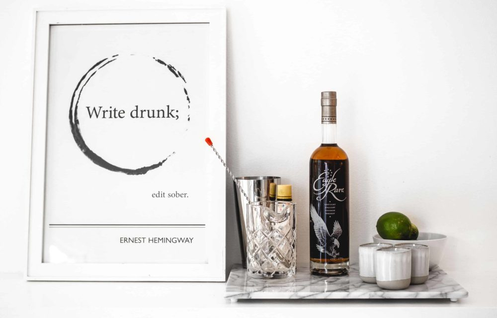 eagle rye on a shelf with barwear