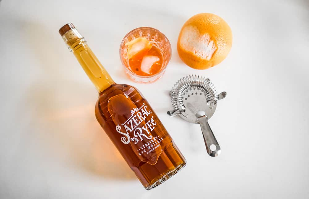 a bottle of sazerac rye straight whiskey