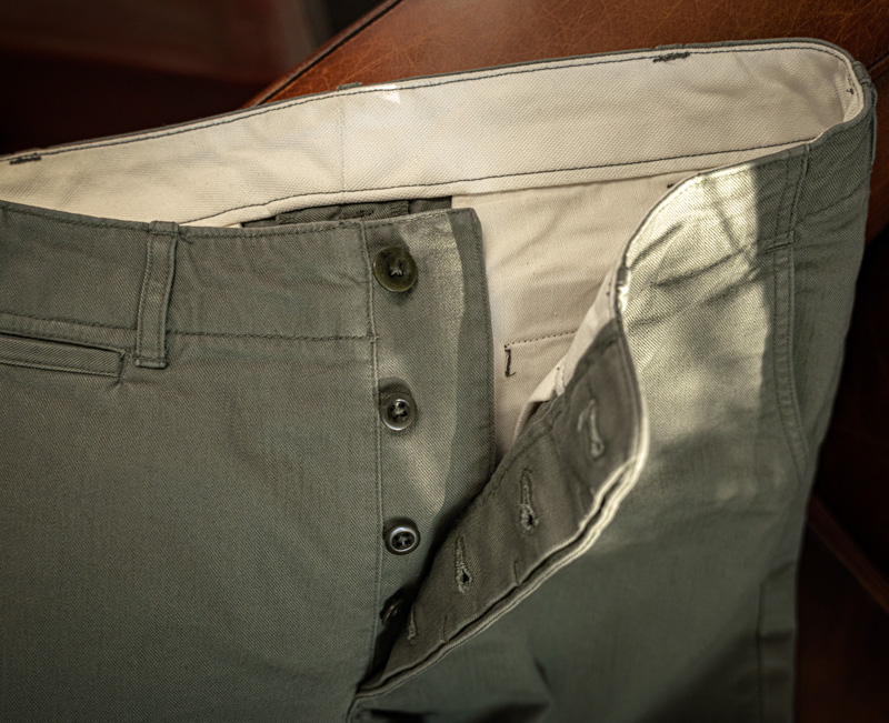 close up of buck mason officer pant