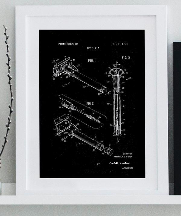 a framed black and white wall art image