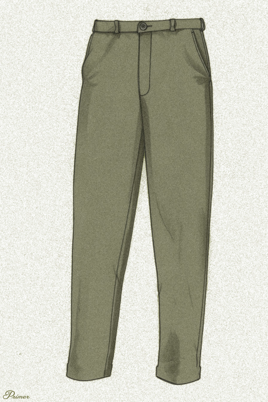 illustration of olive officer chino pants
