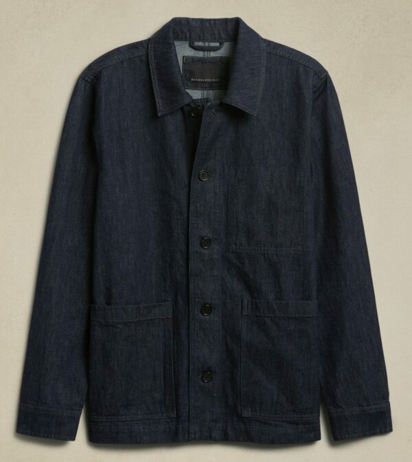 a denim chore style coat