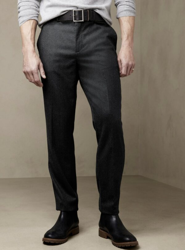 a man wearing tapered pants