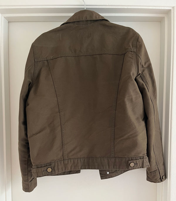 back of tecovas trucker jacket