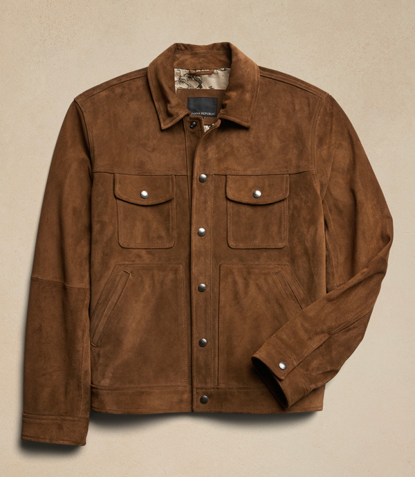 cognac suede trucker jacket