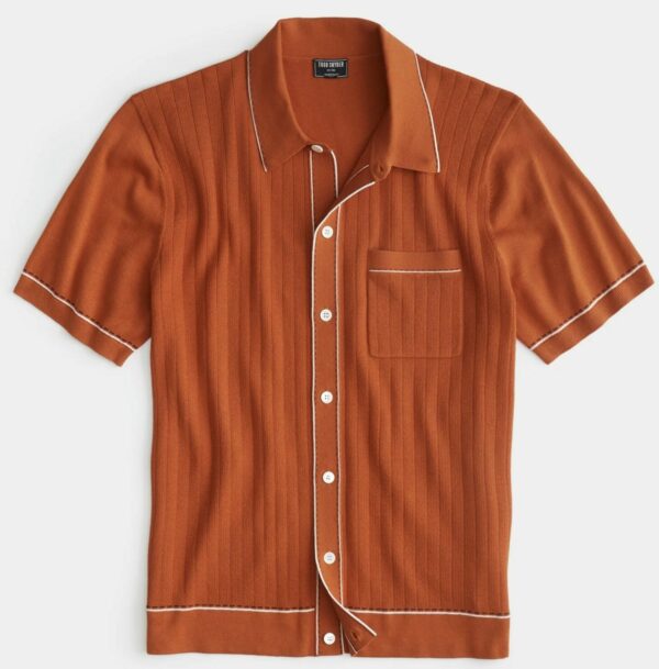 short sleeve button front polo shirt