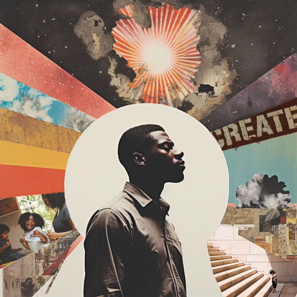 collage of man finding purpose