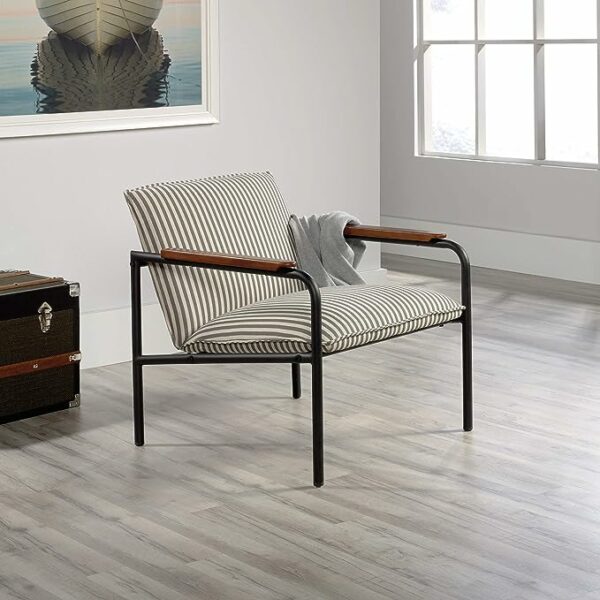 a striped upholstery lounge chair